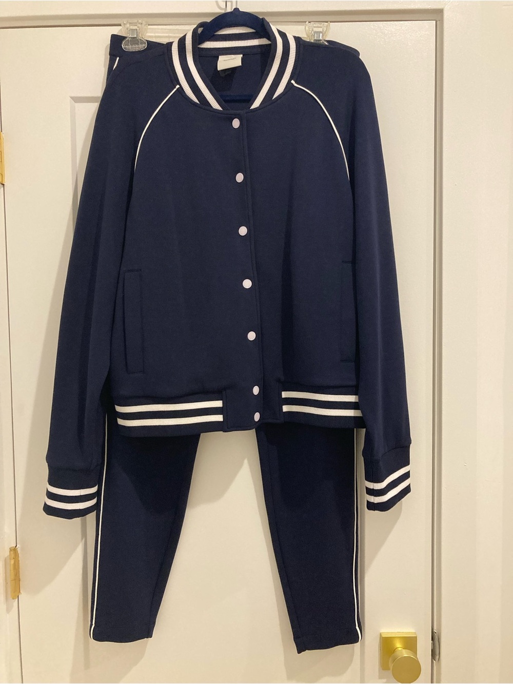 Varley 2-Piece Double Soft Navy Jepson Varsity Club Jacket & Matching Pants.